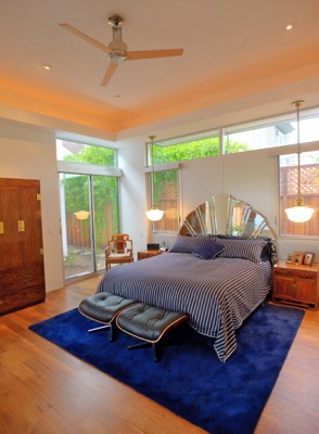  Master bedroom with soffit and tall ceiling 